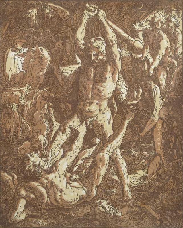 Herkules tötet Cacus. from Hendrick Goltzius