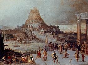 Nimrod affected the construction of the Babylonian tower. from Hendrick III. van Cleve