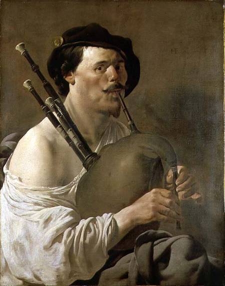 A Man Playing the Bagpipes from Hendrick ter Brugghen