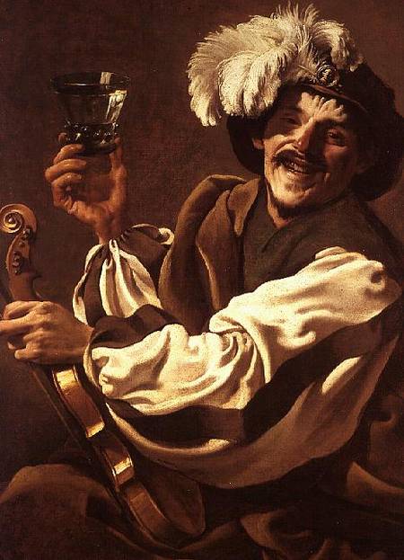 A Violin Player with a Glass of Wine from Hendrick ter Brugghen