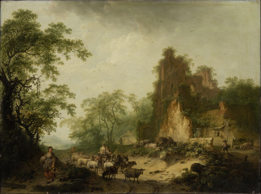 Landscape with Herd of Sheep in Front of a Peasant Hut in a Ruins from Hendrik Meyer