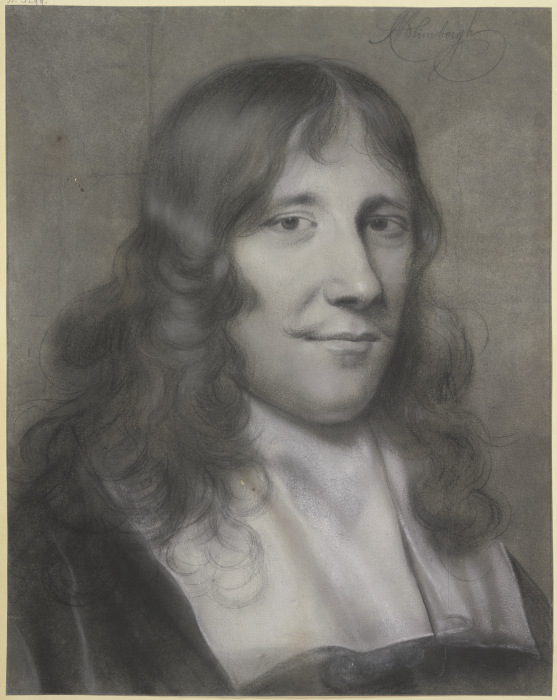 Brustbild eines jungen Mannes mit Schnurrbärtchen, langem Haar und weißem über die Brust hängendem K from Hendrik van Limborch
