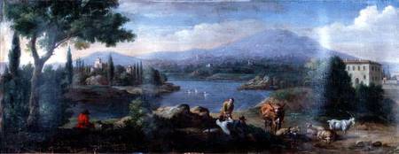 Italianate Landscape, with Cowherds Resting from Hendrik van Lint
