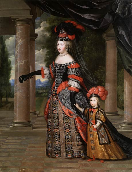 Maria Theresa of Spain with Her son, the Dauphin, Louis of France from Henri Beaubrun
