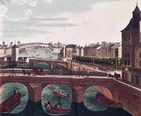 The Pont au Change and the Pont Notre Dame, c.1815-20 (colour engraving) (detail of 220485)
