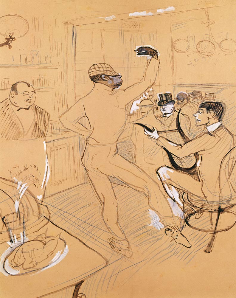 Chocolat Dancing, 1896 (pen & ink and coloured pencil on paper) from Henri de Toulouse-Lautrec