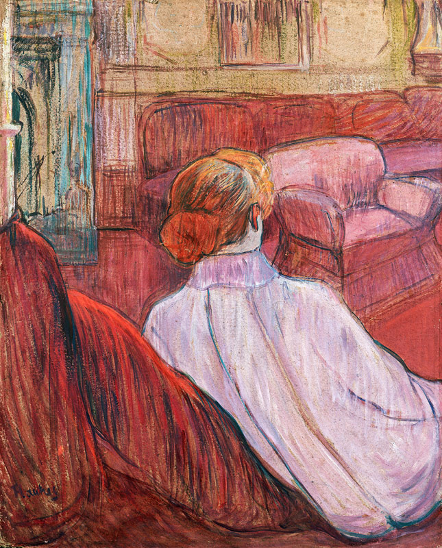Frau auf einem roten Sofa. from Henri de Toulouse-Lautrec