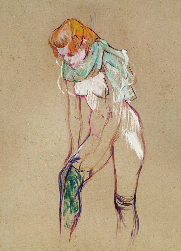 Woman at the attracting of the stockings from Henri de Toulouse-Lautrec