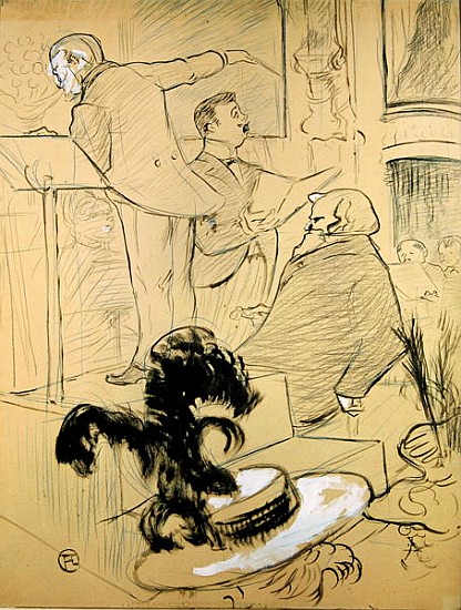 Ambroise Thomas (1811-96) at a rehearsal of his opera ''Francesca da Rimini'', 1896 (pen & ink and p from Henri de Toulouse-Lautrec