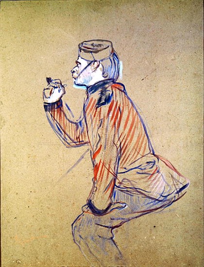 English Soldier Smoking a Pipe, 1898 (oil card) from Henri de Toulouse-Lautrec
