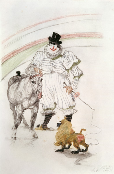 At the Circus: performing horse and monkey, 1899 (chalk, crayons and from Henri de Toulouse-Lautrec