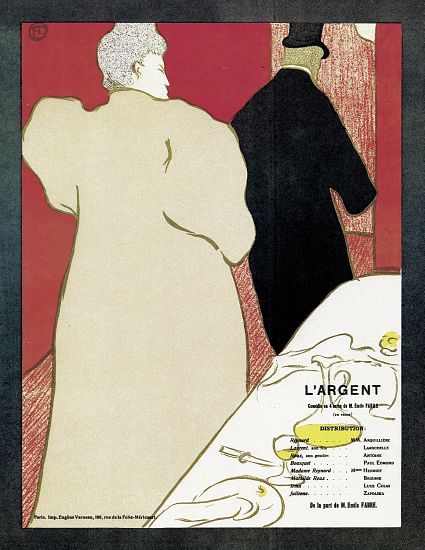 Poster advertising the play 'L'Argent' from Henri de Toulouse-Lautrec