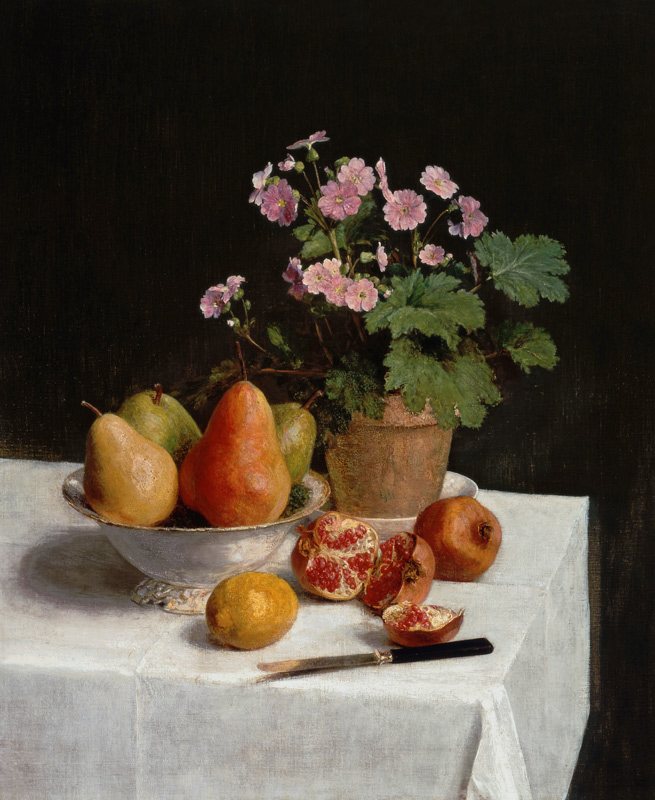 Still life with primroses and pears from Henri Fantin-Latour