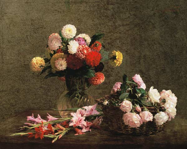 Dahlias, Roses and Gladioli from Henri Fantin-Latour