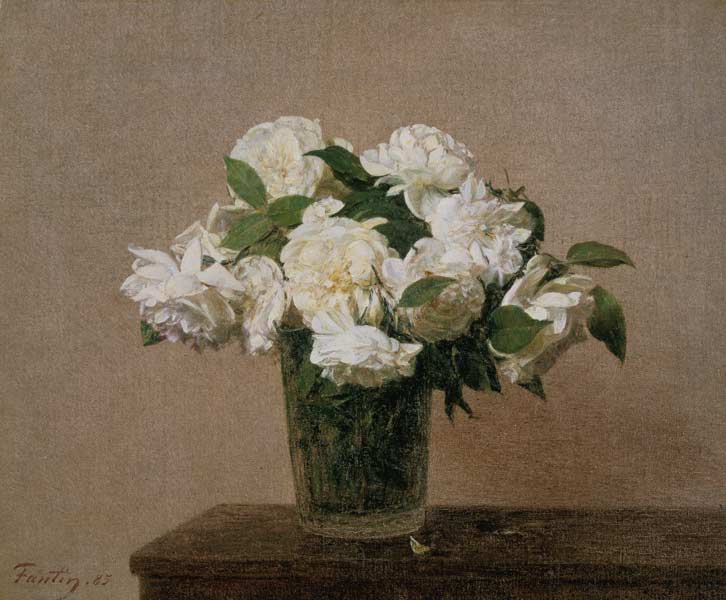 Vase with white roses from Henri Fantin-Latour