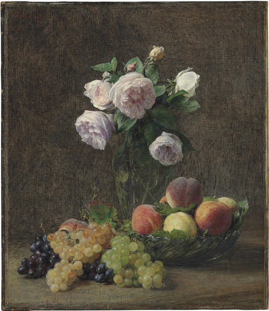 Vase de roses, pêches et raisins from Henri Fantin-Latour
