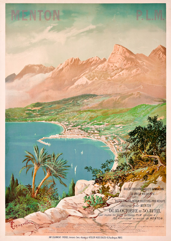 Poster advertising Menton, France from Henri-Garnier Tanconville