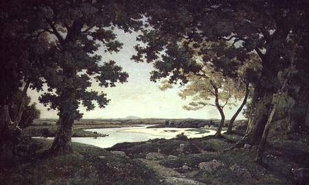 Wooded Landscape with a Sandy River from Henri Harpignies