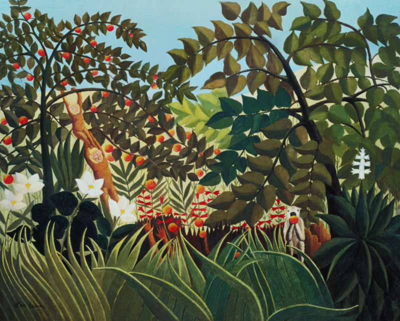 Exotic landscape with playing monkeys from Henri Julien-Félix Rousseau