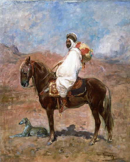 An Arab horseman in a desert landscape from Henri Julien-Félix Rousseau