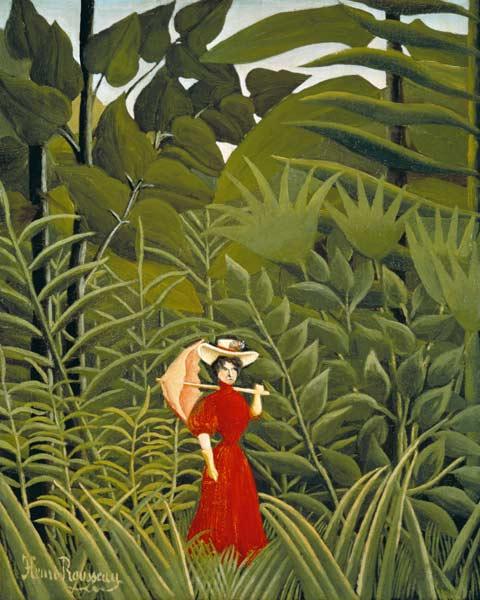 Woman in Red in the Forest