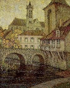 Moret. Bridge, church and ports de Bourgogne from Henri Le Sidaner