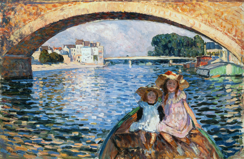 Two children in a rowing boat. from Henri Lebasque