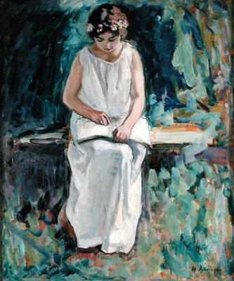 Girl Reading (oil on canvas) from Henri Lebasque
