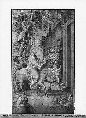 Life of Christ, Entry of Christ into Jerusalem, preparatory study of tapestry cartoon for the Church