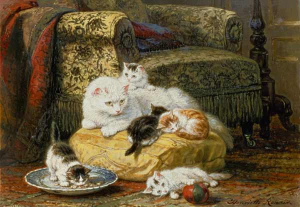 Cat mother with boys from Henrietta Ronner-Knip