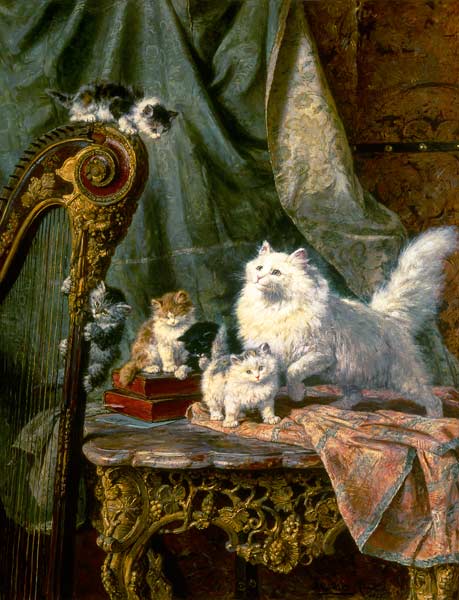 Cat game at the harp from Henrietta Ronner-Knip