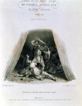 Death of Brian Boru in his Tent, engraved by Edward Finden (1791-1857), title page of 'The History o