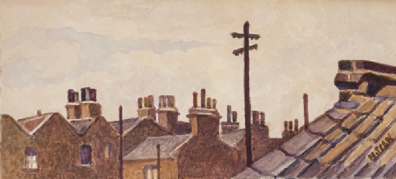 Roof-tops from Rounton Road, c.1930 (pencil & w/c on paper) from Henry Silk