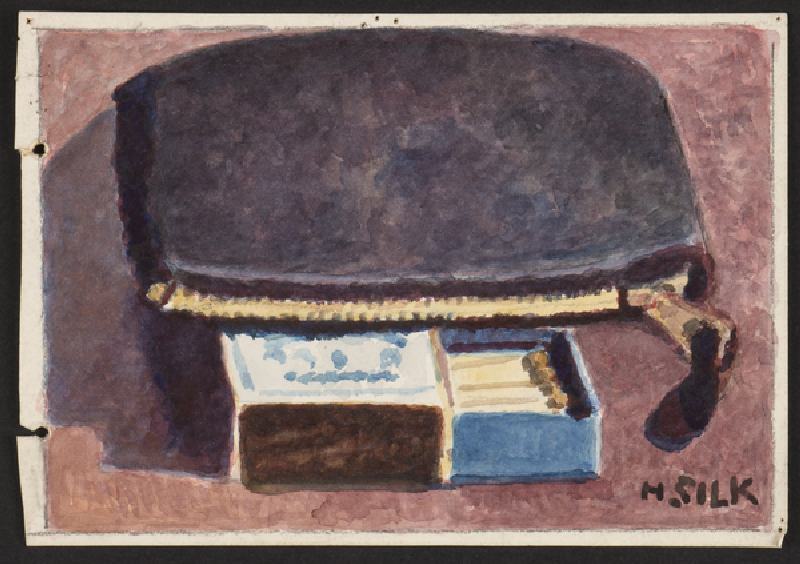 Purse and matches, c.1930 (pencil & w/c on paper) from Henry Silk