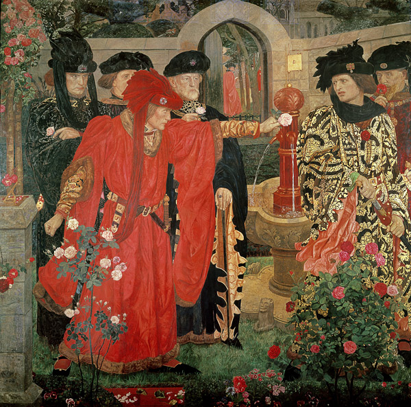Choosing the Red and White Roses in the Temple Garden, 1910 (fresco)  from Henry A. (Harry) Payne