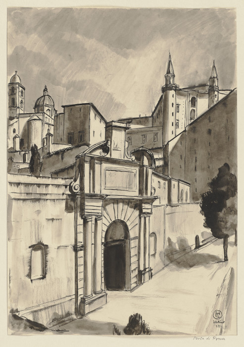Die Porta Valbona in Urbino from Hermann Lismann