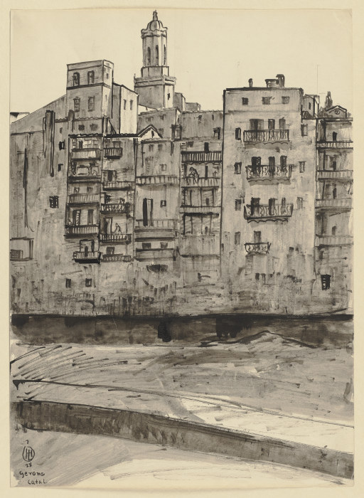 Girona vom Fluss aus gesehen, im Hintergrund der Turm der Kathedrale from Hermann Lismann