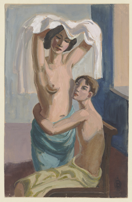 Sitzender Männerakt, einen stehenden Frauenakt umarmend from Hermann Lismann