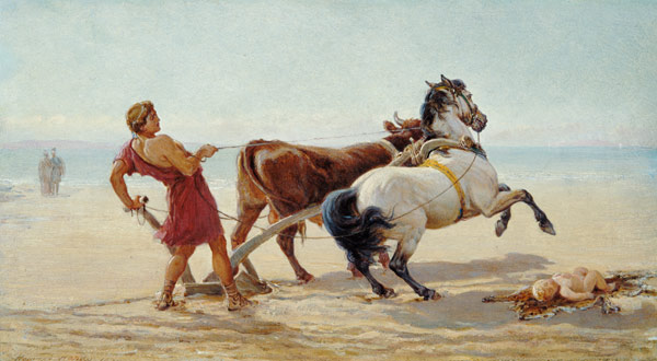 Ulysses Ploughing the Sea Shore from Heywood Hardy