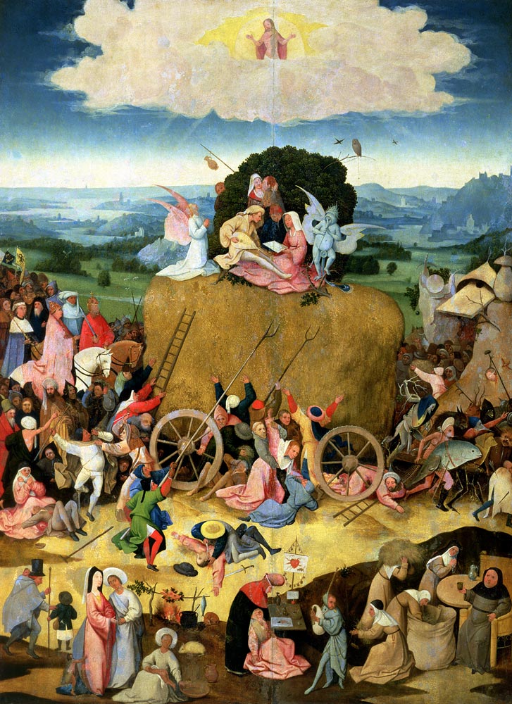 The Haywain: central panel of the triptych, c.1500 (oil on panel) from Hieronymus Bosch