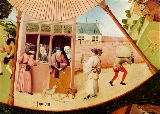 Envy, detail from the Table of the Seven Deadly Sins and the Four Last Things, c.1480 from Hieronymus Bosch