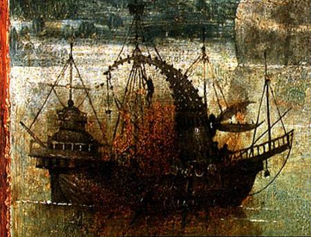 Fantastical Boat, detail from the right hand panel of the Triptych of the Crucified Martyr from Hieronymus Bosch