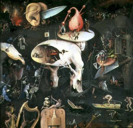 The Garden of Earthly Delights: Hell, right wing of triptych, detail of 'Tree Man' from Hieronymus Bosch