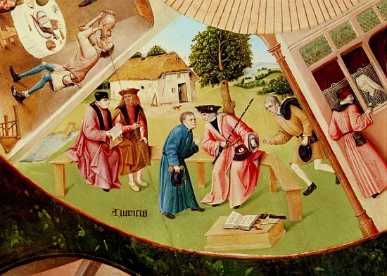 Greed, detail from the Table of the Seven Deadly Sins and the Four Last Things, c.1480  (see also 16 from Hieronymus Bosch