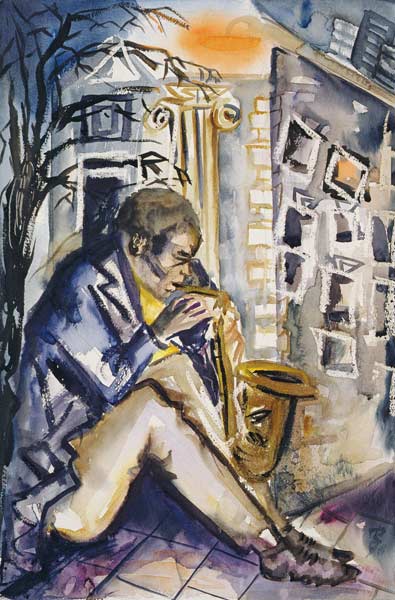 Sax Player, 1998 (w/c on paper)  from Hilary  Rosen