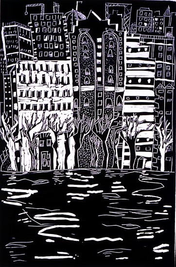 Thames in Winter, 1999 (lino)  from Hilary  Rosen