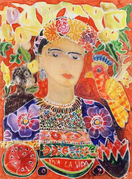 Respects to Frida Kahlo, 2002 (coloured ink on silk)  from Hilary  Simon