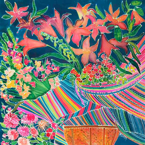 Guatemalan Lilies, Absolutely Fabulous Set, 1994 (coloured inks on silk)  from Hilary  Simon