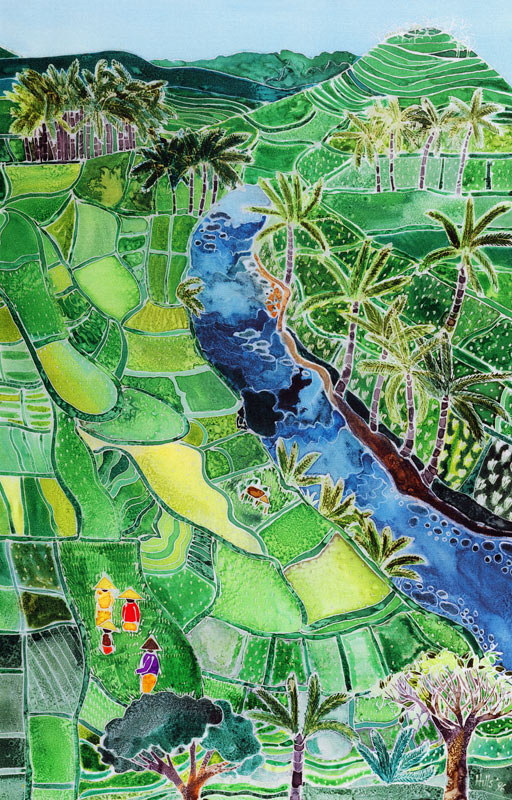 River Agung, Bali, 1996 (coloured inks on silk)  from Hilary  Simon
