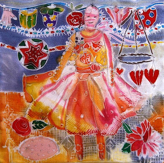 Fairy with Hearts and Flowers, 2006 (dyes on silk)  from Hilary  Simon